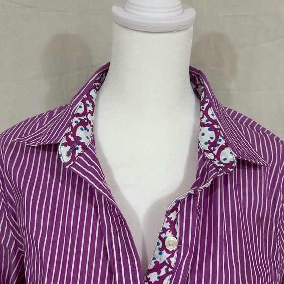 C. Wonder Women’s Purple Striped Button-Up Shirt Slim Fit - Picture 3 of 4